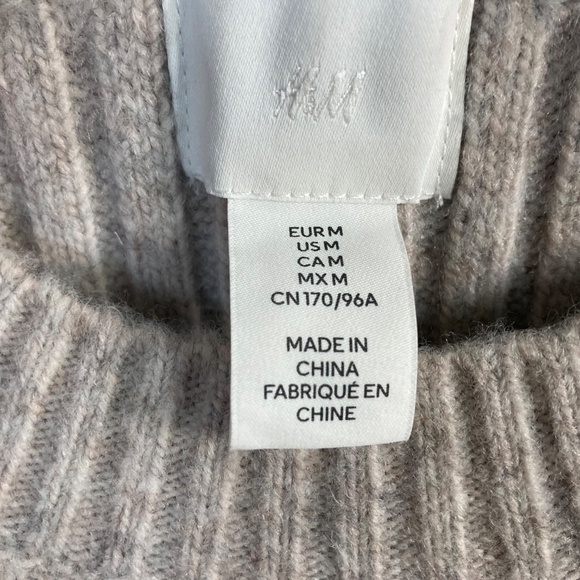Rib Knit Mini Flare Sweater Dress Oatmeal Grey/Cream NWOT - Picture 7 of 7
